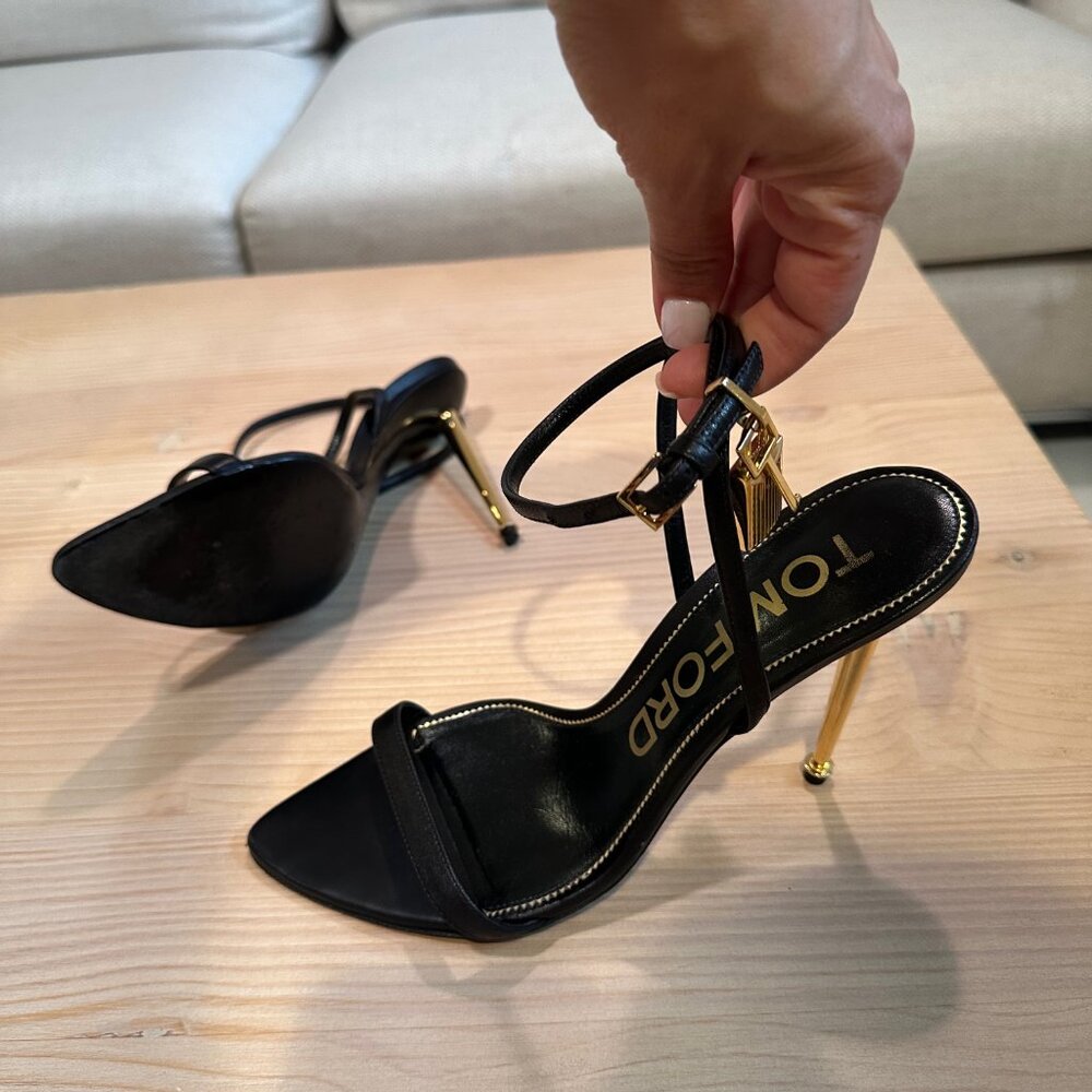 Tom Ford Lock Heel Sandals - Black (Women's Size EU 39) - Picture 3 of 16
